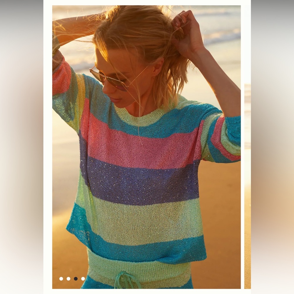 BNWT Beach Riot Striped Shimmer Sweater Size L